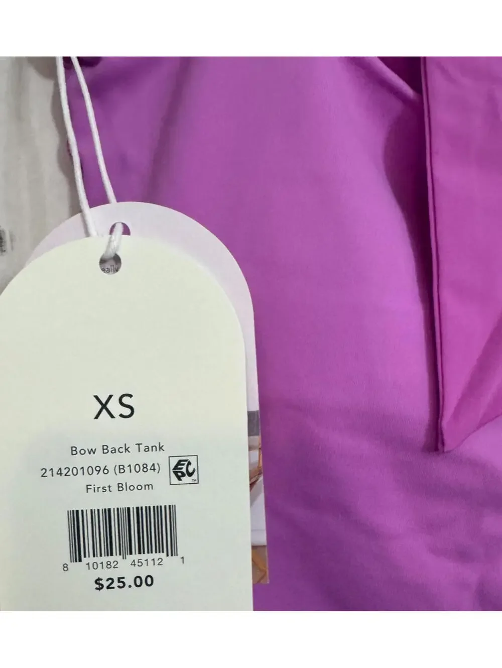 Blogilates Bow Back Tank, Purple/First Bloom, NWT, Extra Small - Picture 3 of 4